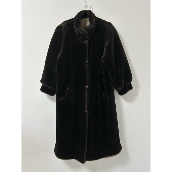 Small Petite J. Percy for Marvin Richards reversible faux fur coat Brown Womens - Picture 1 of 16